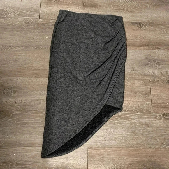 Renee C. Dresses & Skirts - Renee C catriona ruche asymmetrical fitted dark gray skirt Size Large